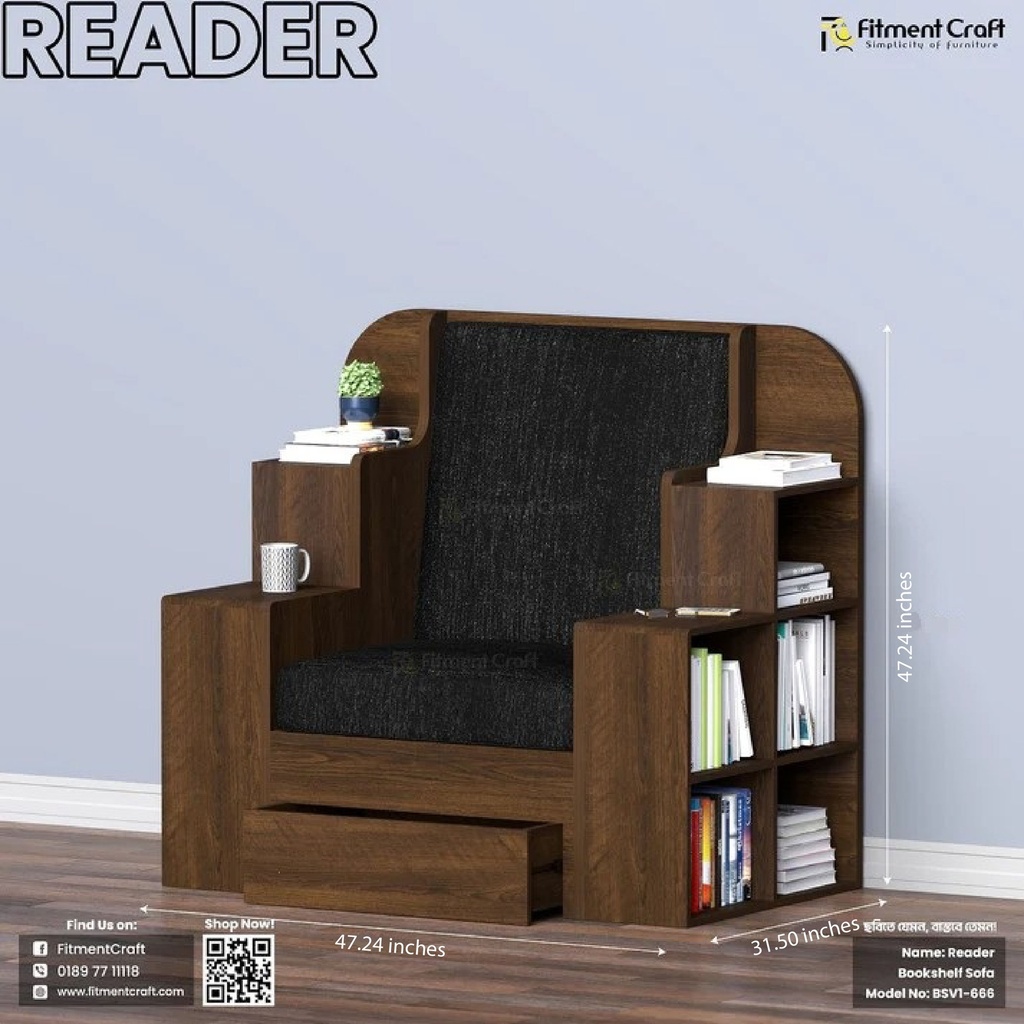 Reader - Bookshelf cum Sofa | BSV1-666