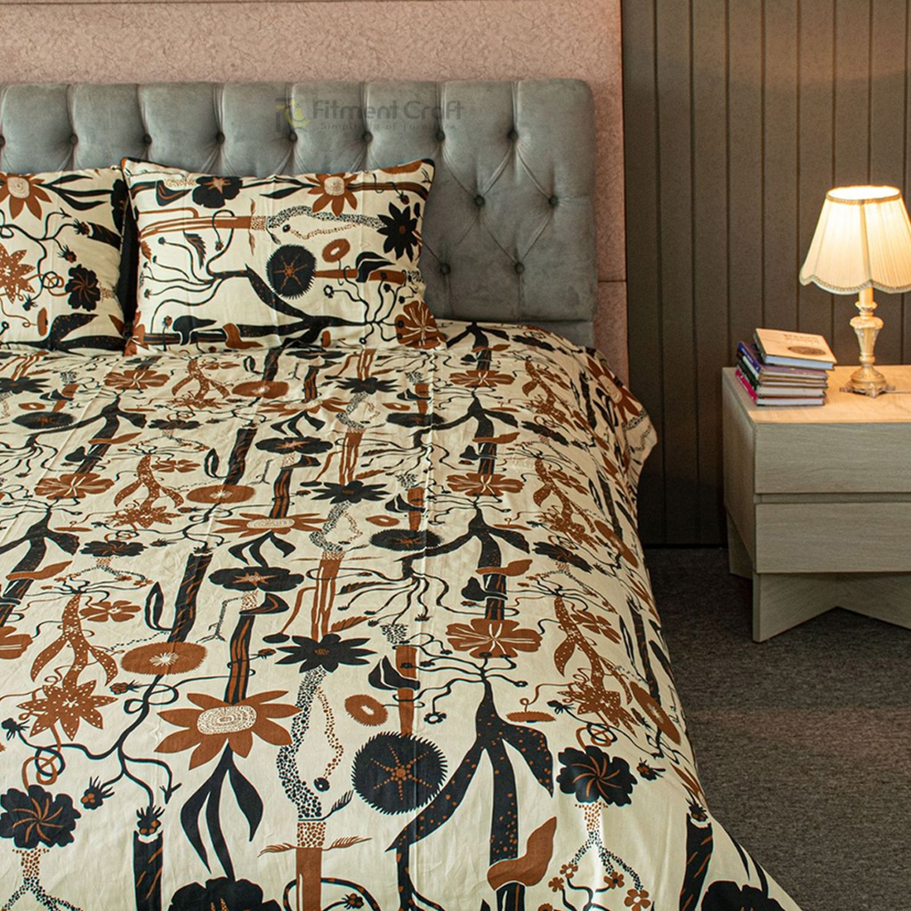 Leafscape Printed Bed Sheet – Blue । PBS - 0075