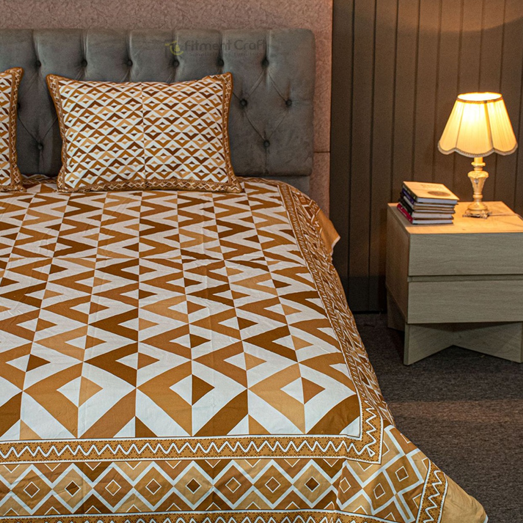 Leafscape Printed Bed Sheet – Blue । PBS - 0075