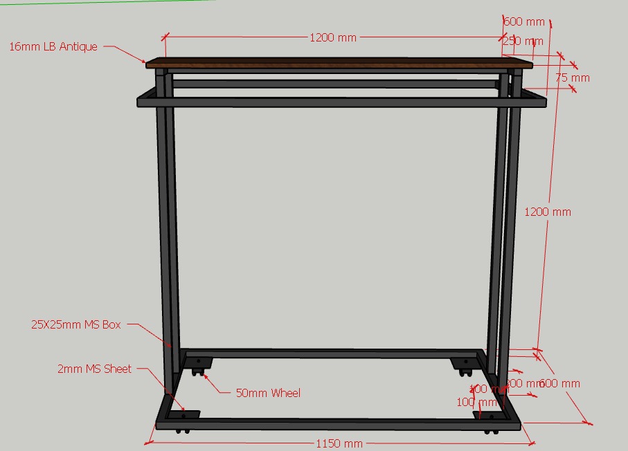 Regular movable stand with industrial wheel