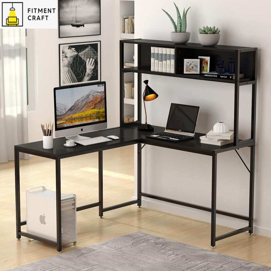 Modern L-Shape Desk with Hutch Bookshelf | TV9-003