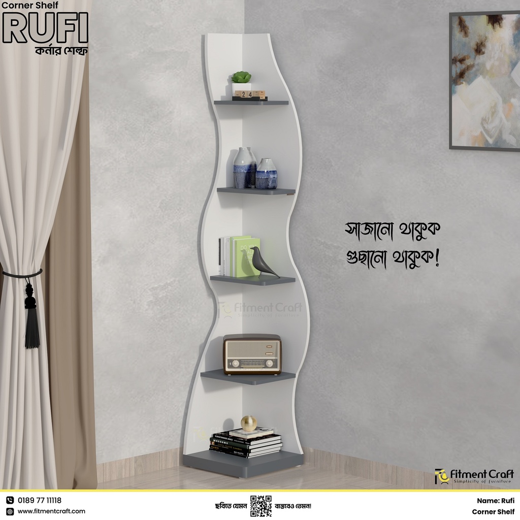 Rufi - Corner Bookshelf