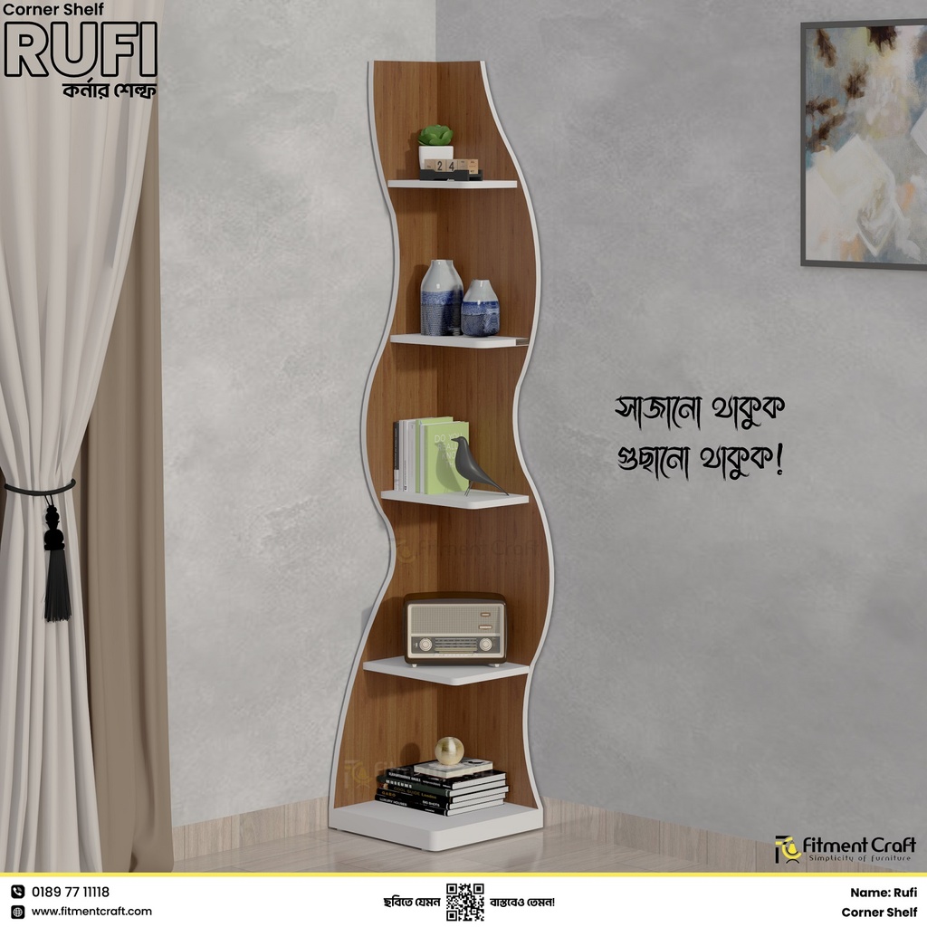 Rufi - Corner Bookshelf