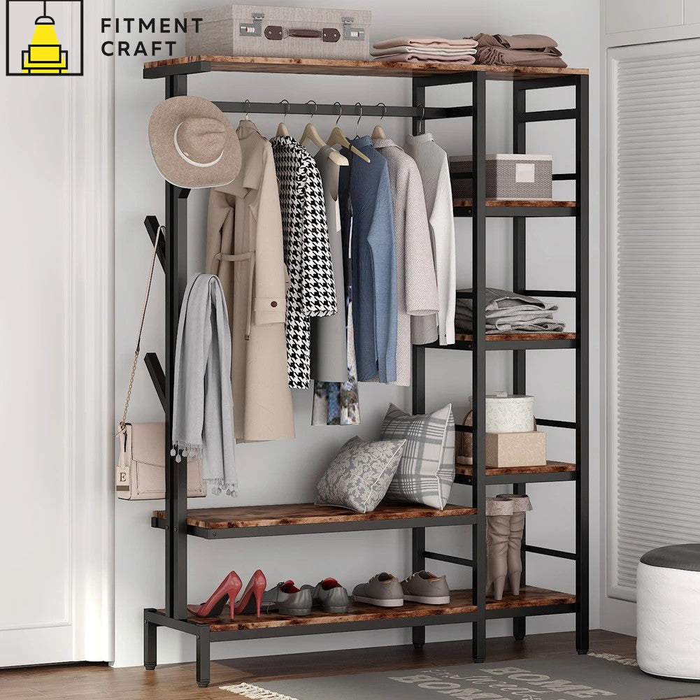 Fitment Craft - Free-standing Closet Organizer with Hooks -Alna | COV1-001