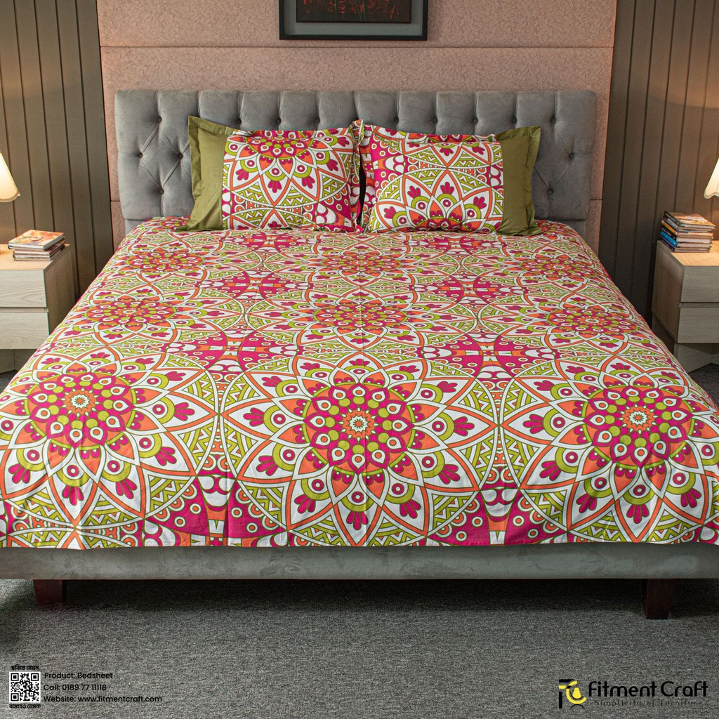 Alpana Print Bedsheet - Magenta - PBS - 0046