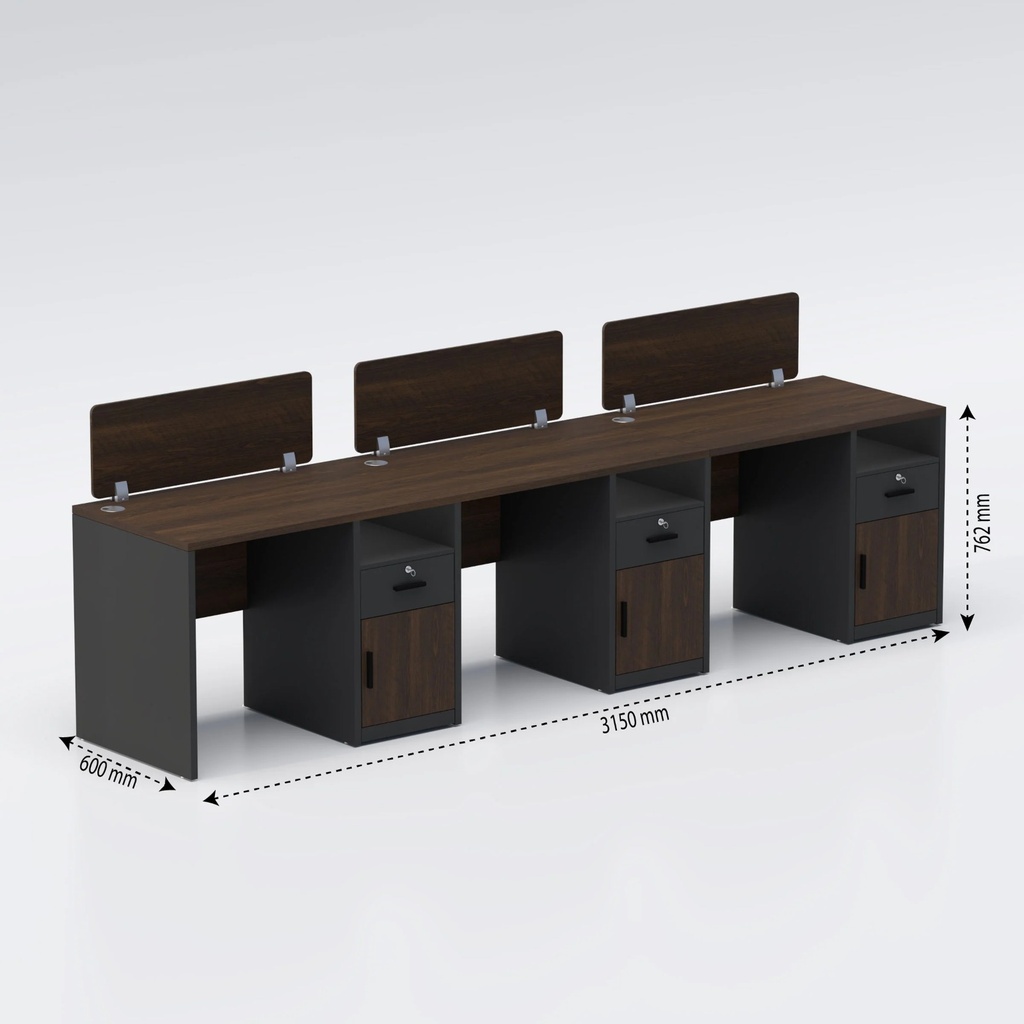TaskFlow Side by side three seater Workstation 
